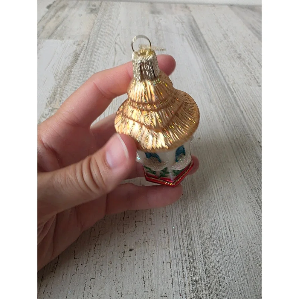 OWC old world birdhouse glass glitter ornament Xmas tree